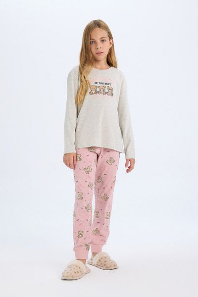 DeFacto 2-teiliges Pyjama-Set für Mädchen mit normaler Passform D6320A8NS