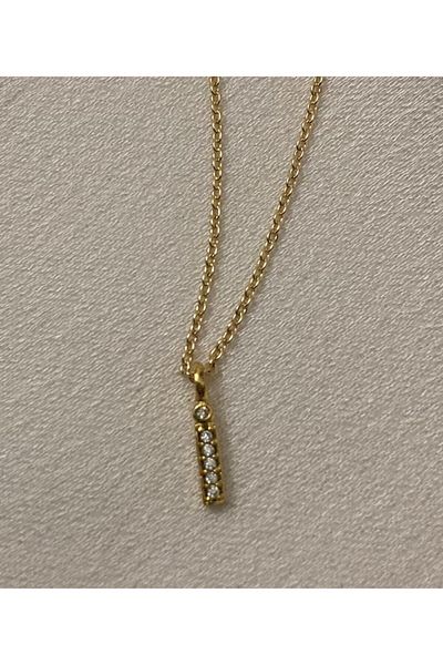 SWORDS CONCEPT Zircon Stone Minimal Gold Letter Necklace