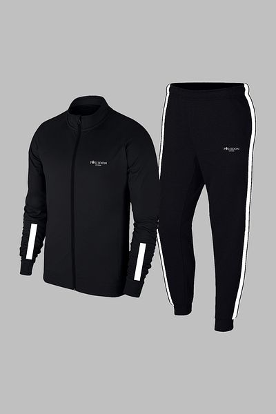 POSEIDON STORM New Series Plus Size Men's Black Custom Supra Combed Fabric Top and Sweatpants Sports Suit 4Xl-10Xl