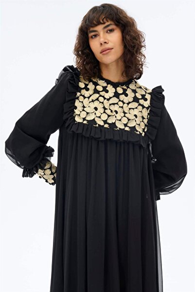 miha Hicran Önal ÖRME DANTELLİ ELBİSE Gold