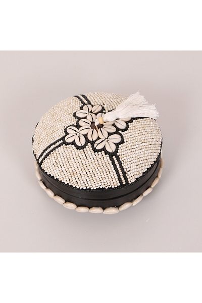 Mylamp Cutie de depozitare din bambus cu margele Bali L 20x12 cm
