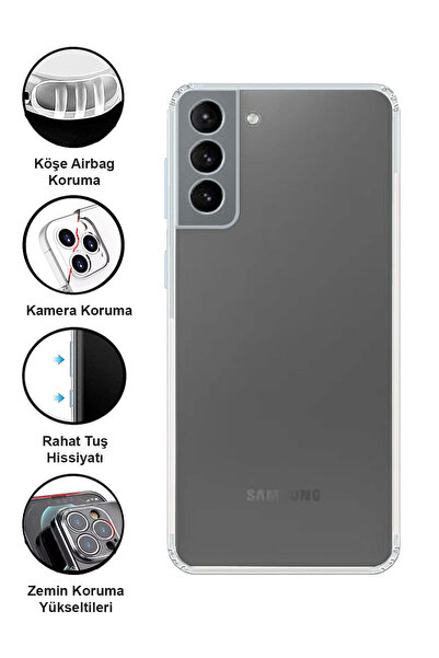 CEPSTOK Samsung Galaxy S21 5g Kılıf Şeffaf Kamera Korumalı Yumuşak Silikon