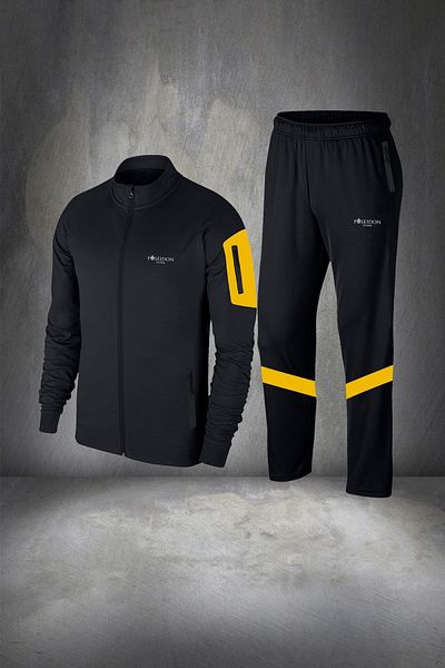 POSEIDON STORM Men's Running Set - Plus Size, Black Supra Combed Cotton, Pocket Detailed, Fit 4xl-10xl