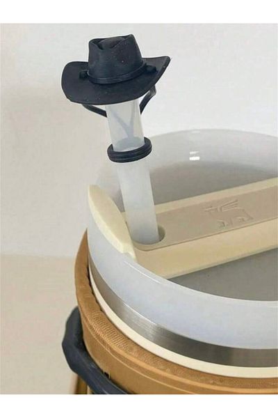 ÇAKRA Cowboy Hat Model Dust-Proof Silicone Leak-Proof Straw Cap 1 Piece Compatible with Stanley Thermos