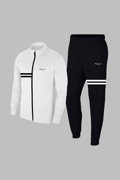 POSEIDON STORM New Series Large Size Men's White Special Supra Combed Fabric Relaxed Fit Casual Athlete Training Tracksuit