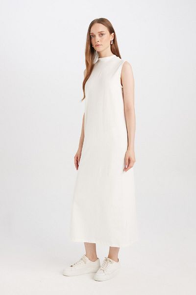 DeFacto Regular Fit Half Turtleneck Basic Straight Sleeveless Maxi Dress D4898Ax24Wn