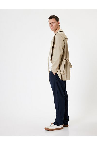 Koton Cotton Blended Slim Fit Trench Coat - Λεπτομέρεια ζώνης