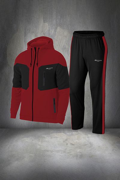 POSEIDON STORM Claret Red Supra Combed Cotton Running and Training Set - Men's Large Size 4xl-10xl