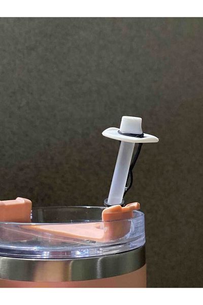 ÇAKRA Cowboy Hat Model Dust-Proof Silicone Leak-Proof Straw Cap 1 Piece Compatible with Stanley Thermos