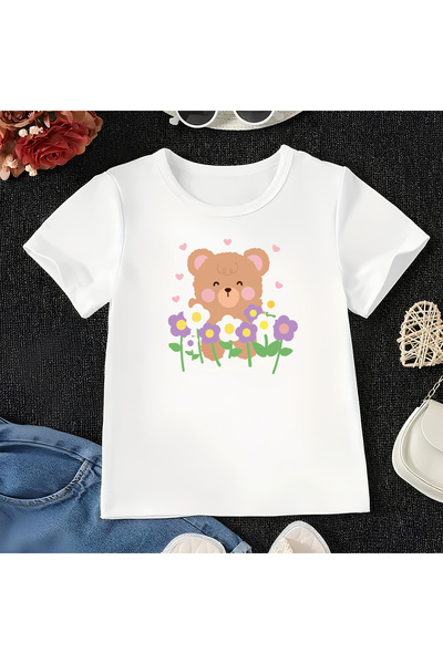 CDA Χαρούμενος Αρκούδος Unisex Μωρό Κορίτσι Αγόρι Λευκό T-Shirt