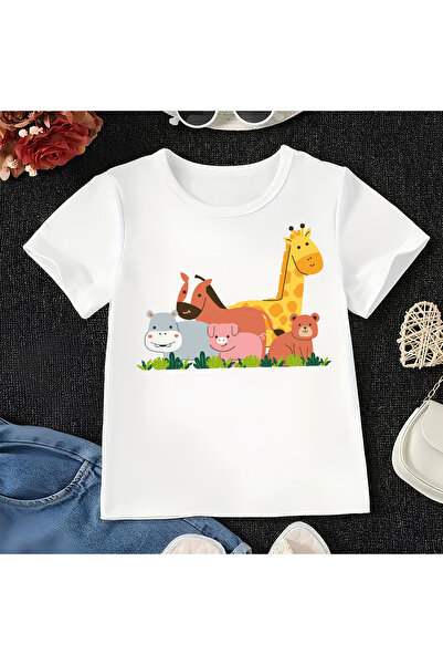 CDA Χαριτωμένα ζώα Unisex κοριτσάκι αγόρι λευκό μπλουζάκι