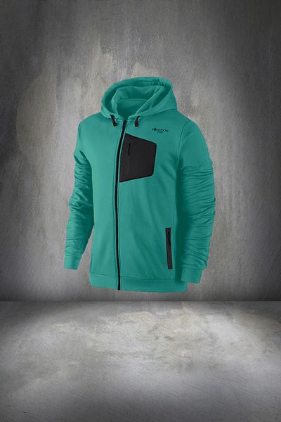 POSEIDON STORM Men's Water Green Large Size Walking Set - Comfortable Regular Fit, Hooded, Supra Combed Cotton Fabric 4-10xl