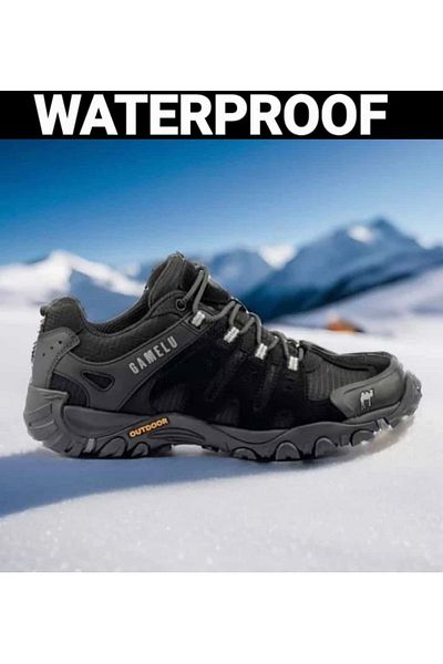 Kocamanlar Ayakkabı Gamelu Fight Waterproof Waterproof Rubber Sole Outdoor Men's Sports Shoes BLACK