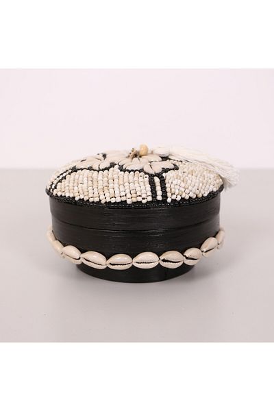 Mylamp Cutie de depozitare din bambus cu margele Bali M 16x10 cm