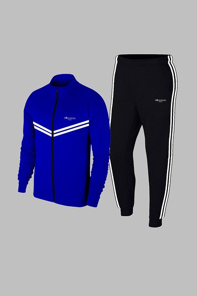 POSEIDON STORM Plus Size Men's Blue Tracksuit Set - Special Design, Zippered, Supra Combed Cotton 4XL-10