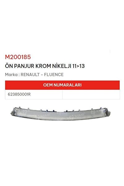 Genel Markalar Renault Fluence Ön Panjur Nikelajı Krom 2011-2013 Arası 623850...