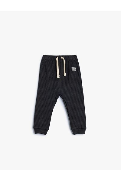 Koton Textured Basic Sweatpants - Tie-Up Waist Design