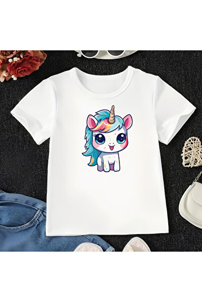 CDA Magic Unicorn Unisex Κοριτσάκι Αγόρι Λευκό T-Shirt