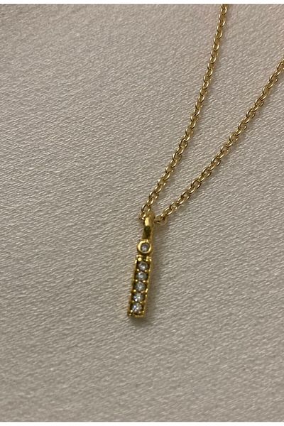 SWORDS CONCEPT Zircon Stone Minimal Gold Letter Necklace