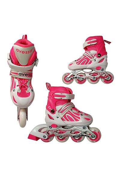 KOCAMANLAR Avessa Lighted Caster Double Row Adjustable Skate (HAVE WHEEL DEVICE IN IT) Pink