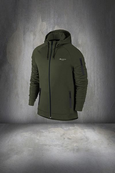 POSEIDON STORM Men's Khaki Special Supra Combed Cotton - Large Size Hooded Sports and Leisure Running Set 4x