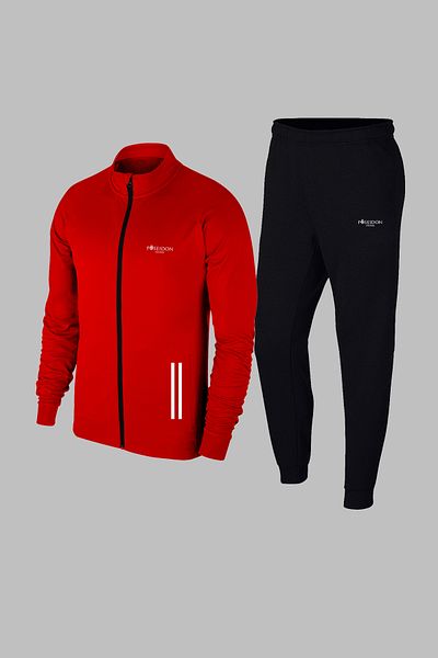 POSEIDON STORM Men's Red Special Supra Combed Cotton Tracksuit - Zippered, Large Size, Casual
