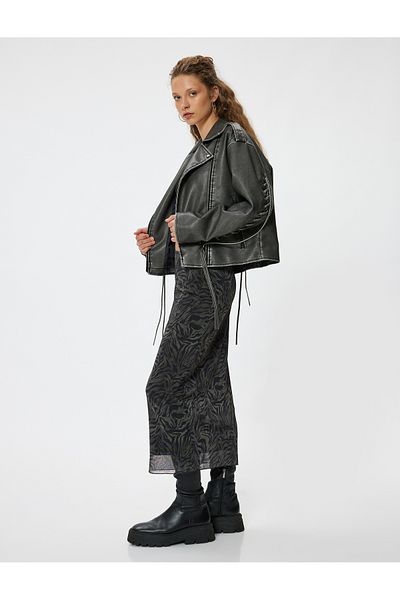 Koton Fusta creion midi cu model zebră căptușită cu tul