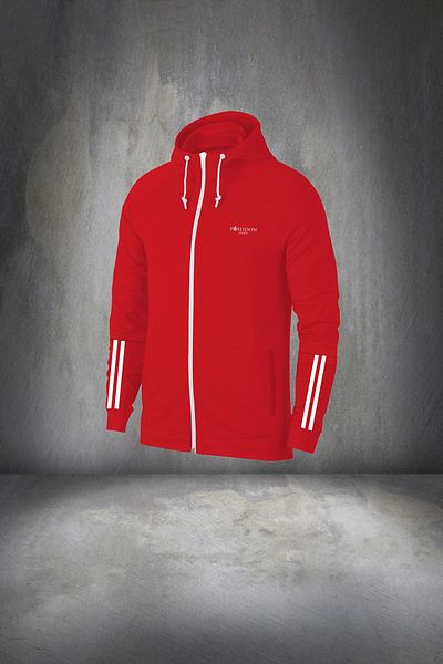 POSEIDON STORM Men's Red Special Supra Combed Cotton - Comfortable Zippered Sweatpants Walking Full - Large Size Breathable Fabric
