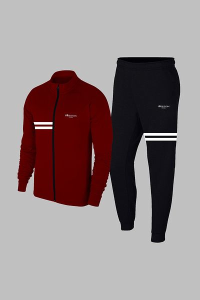 POSEIDON STORM Large Size New Series Men's Set - Claret Red Supra Combed Cotton, Anti-Sweat, 4Xl-10X