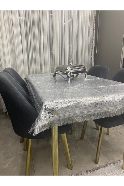 zeyrek tekstil Lüks Silinebilir Hijyenik Şeffaf Kaplama Pvc Muşamba Masa Örtüsü Kenarı Püsküllü