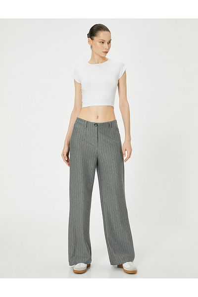 Koton High Waist Wide Leg Comfortable Fabric Trousers
