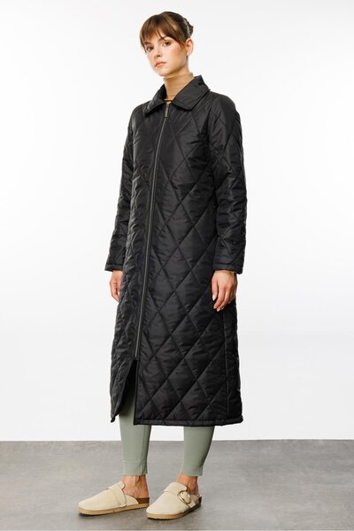 Micca Paris Hafif Elyaf Yalıtımlı Baharlık Trençkot Kap Kaban-Siyah