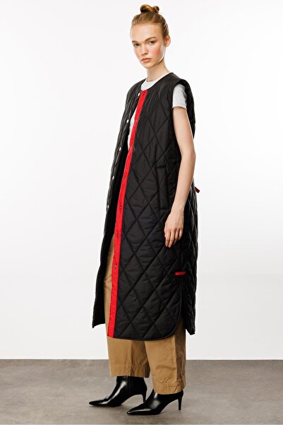 Micca Armonia Çıt Çıt Kapamalı Renk Detayları ile Süslenmiş Zamansız Spor Yelek-Siyah