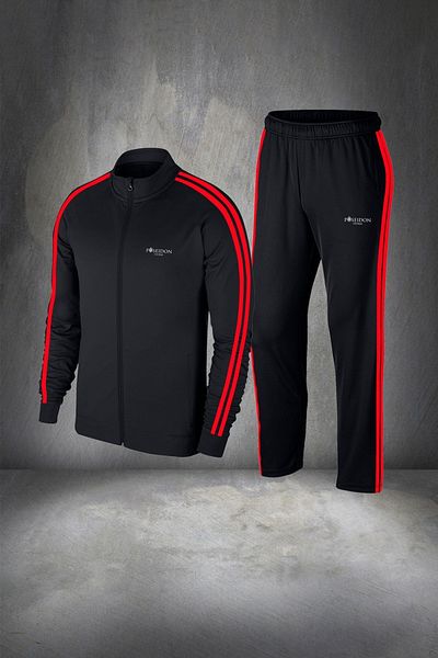 POSEIDON STORM Men's Black Special Supra Combed Cotton Tracksuit Set - Plus Size, 4xl-10xl for All Seasons