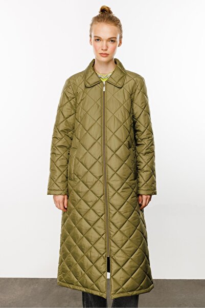 Micca Paris Hafif Elyaf Yalıtımlı Baharlık Trençkot Kap Kaban-Yeşil