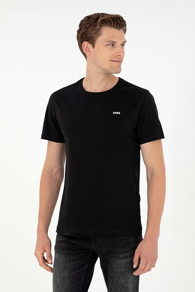 U.S. Polo Assn. Ανδρικό μπλουζάκι με κανονική εφαρμογή με λαιμόκοψη μαύρο Basic 50284640 -vr046
