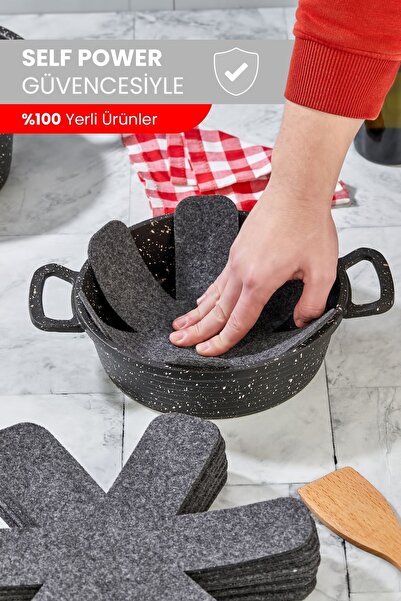 Self Power KALIN TAVA,TENCERE VE BORCAM KORUYUCU 9'LU SET ELYAF KEÇE
