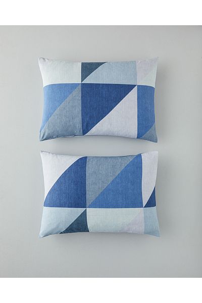 English Home Triad Blue 2-Piece Easy-Iron Pillow Case - 50X70 cm