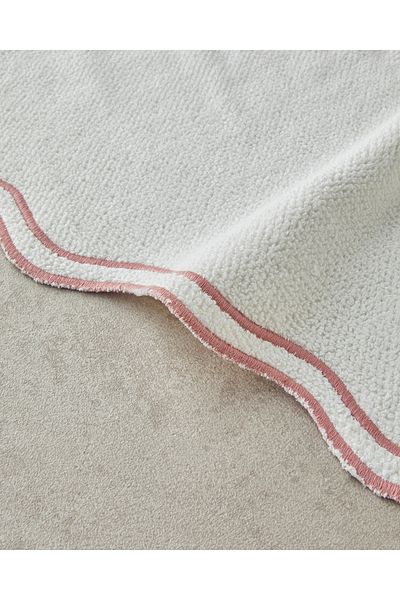 English Home Retro Waves Βαμβακερή Κεντημένη Πετσέτα Προσώπου Εκρού - Ροζ