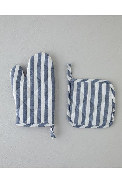 English Home Cotton-Linen Kitchen Set of 2 18X28 Cm+18X18 cm Dark Blue
