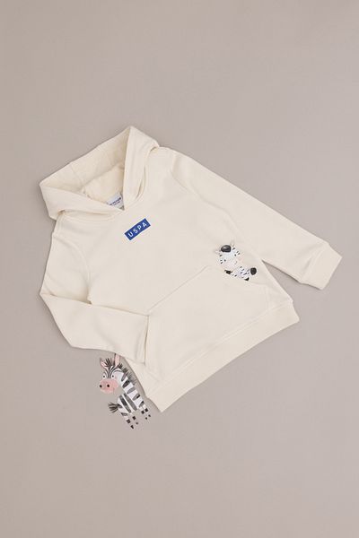 U.S. Polo Assn. Boy's Cream Hooded Sweatshirt 50293515 -Vr071