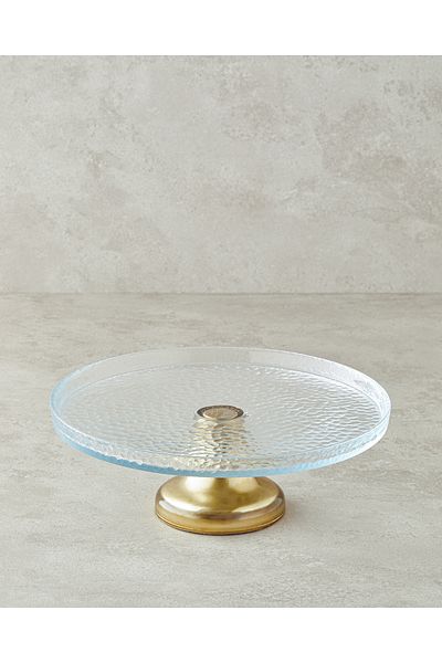 English Home 28 cm Transparent-Gold Nova Glass Cake Stand