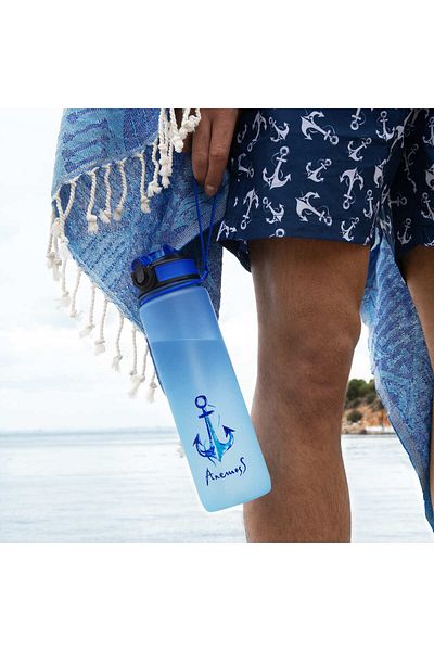 ANEMOSS Anker Muster Tritan Wasserflasche, 1000 ml