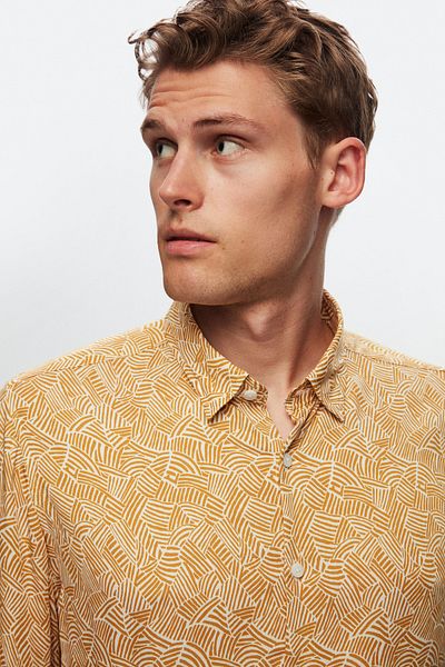 Twn Καλοκαιρινό πουκάμισο Mustard Slim Fit