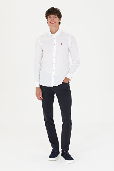 U.S. Polo Assn. Ανδρικό λευκό μακρυμάνικο πουκάμισο Basic 50271276-VR013