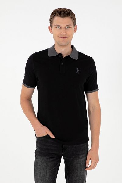 U.S. Polo Assn. Μαύρο ανδρικό μπλουζάκι Basic - 50284638 -VR046