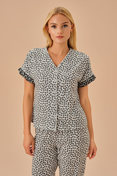 SUWEN Maya Gömlek Yaka Pijama Takımı