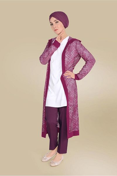 TRENDTESETTÜR Women's Fuchsia Patterned Jacket 40719