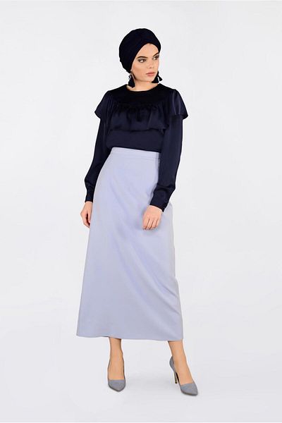 TRENDTESETTÜR Γυναικεία μπλούζα με βολάν Navy Blue 4202