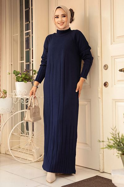 Neva Style Πλεκτό Φόρεμα Navy Blue Hijab 31230L